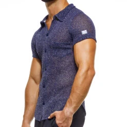 Chemise Modus Vivendi Knight Noire à Fils Lurex Brillants – Coupe Ajustée Style Années 70 5 Chemise Modus Vivendi Knight Noire à Fils Lurex Brillants – Coupe Ajustée Style Années 70 -Men Attitude Boutique chemise modus 05241 bleu 4