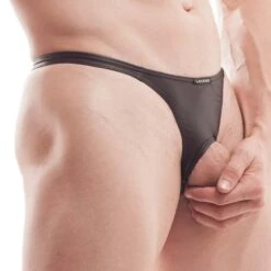 Wojoer 380B17 Black Faux-Leather Aspect Cuir – String Cockring Hybrid Sexy -Men Attitude Boutique cockring wojoer 380B17 noir 4