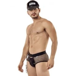 Candyman Police Officer Costume - Black with Blue Trim - 4-Piece Erotic Set -Men Attitude Boutique costume candy 99414 noir 4