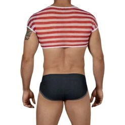 Candyman 99443 American Flag Crop Top & Faux Denim Boxer – Sexy Patriot Men’s Costume -Men Attitude Boutique costume candy 99443 noir 3
