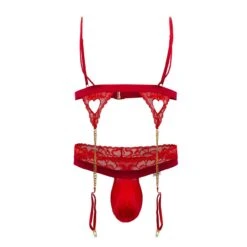 Ensemble Sexy Candyman 99581 – Top et String Minimaliste avec Détails en Dentelle -Men Attitude Boutique costume candy 99581 rouge 9