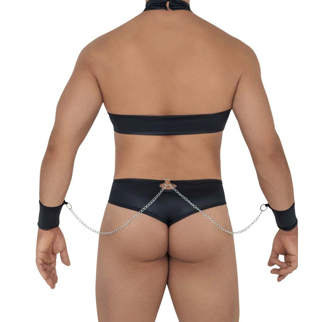 Candyman 99592 Men's Harness and Thong Ensemble – Black Bondage Set with Chains and Cuffs 3 Candyman 99592 Men's Harness and Thong Ensemble – Black Bondage Set with Chains and Cuffs – Image 3