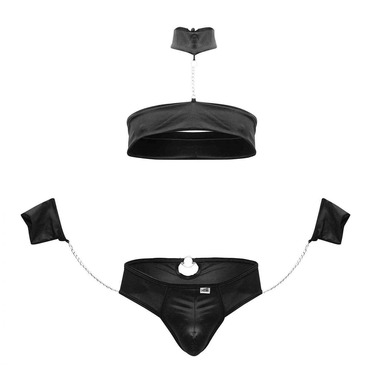 Candyman 99592 Men's Harness and Thong Ensemble – Black Bondage Set with Chains and Cuffs 4 Candyman 99592 Men's Harness and Thong Ensemble – Black Bondage Set with Chains and Cuffs – Image 4