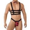 Candyman 99634 3-Piece Sexy Men's Harness, Thong, and Bow Tie Set -Men Attitude Boutique costume candy 99634 noir m
