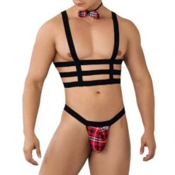 Candyman 99634 3-Piece Sexy Men's Harness, Thong, and Bow Tie Set