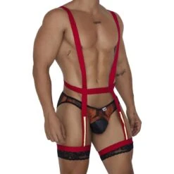 Candyman Firefighter 99660 Red and Black Costume - Sexy Men's Harness & Brief Set -Men Attitude Boutique costume candy 99660 cmod 4