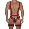 Candyman Firefighter 99660 Red and Black Costume - Sexy Men's Harness & Brief Set