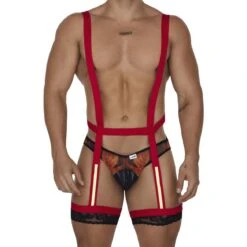 Candyman Firefighter 99660 Red and Black Costume - Sexy Men's Harness & Brief Set