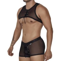 Candyman 99680 Noir Transparent – Ensemble Brassière et Boxer à Lacets Sexy -Men Attitude Boutique costume candy 99680 noir 4