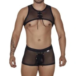Candyman 99680 Noir Transparent – Ensemble Brassière et Boxer à Lacets Sexy