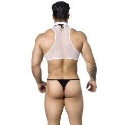 Candyman 99289 Sexy Men's Pilot Costume – 3-Piece Crop Top and Thong Set -Men Attitude Boutique costume candyman 99289 blanc 3