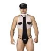 Candyman 99289 Sexy Men's Pilot Costume – 3-Piece Crop Top and Thong Set -Men Attitude Boutique costume candyman 99289 blanc m