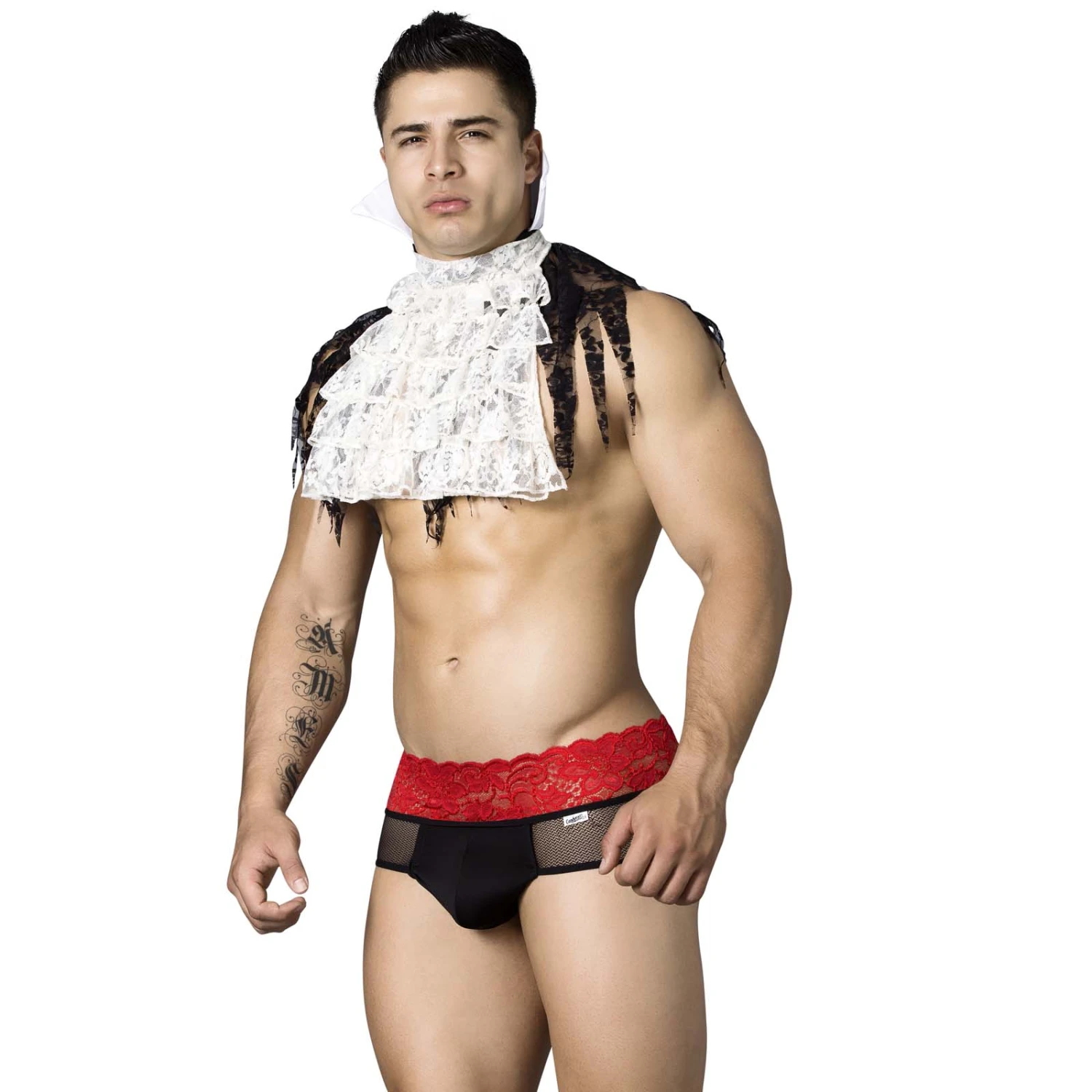 Candyman 99291 Vampire Black and Red - Men's Sexy Lace Two-Piece Costume 1 Candyman 99291 Vampire Black and Red - Men's Sexy Lace Two-Piece Costume