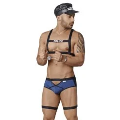 Candyman 99357 Men's Sexy Police Costume – 4-Piece Roleplay Set with Harness and Cap -Men Attitude Boutique costume candyman 99357 noir 4