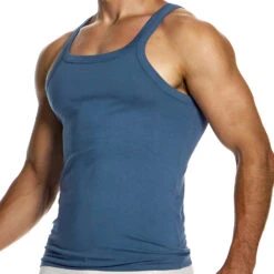Modus Vivendi 13431 Bamboo Tank Top in Royal Blue – Eco-Friendly Soft Stretch Muscle Tee -Men Attitude Boutique dbardeur modusvivendi 13431 blue 1