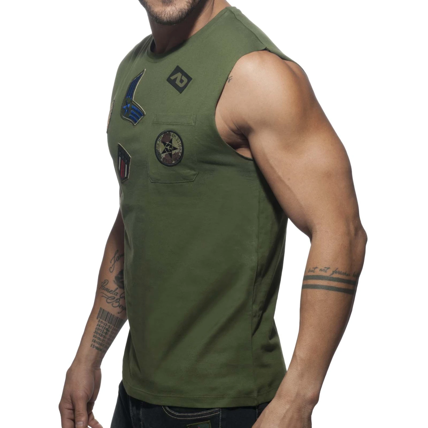 Addicted Patches AD750 Tank Top - Military Style Fitted Cotton Vest 4 Addicted Patches AD750 Tank Top - Military Style Fitted Cotton Vest â Image 4