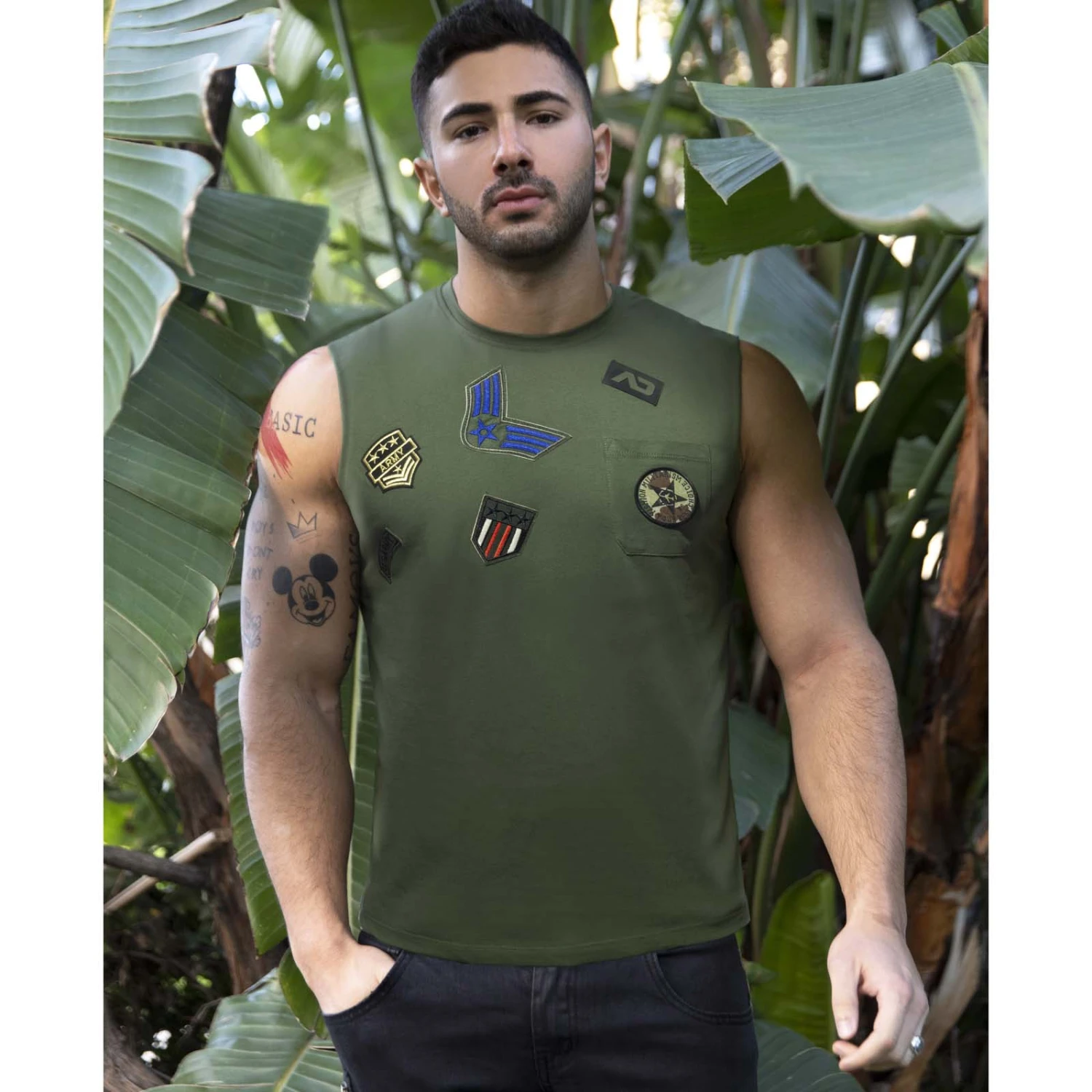Addicted Patches AD750 Tank Top - Military Style Fitted Cotton Vest 2 Addicted Patches AD750 Tank Top - Military Style Fitted Cotton Vest â Image 2