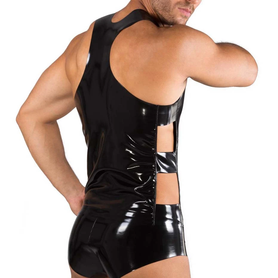Débardeur Eros Veneziani 7314 Noir en Vinyle – Coupe Ajustée avec Détails Élastiques 2 Débardeur Eros Veneziani 7314 Noir en Vinyle – Coupe Ajustée avec Détails Élastiques – Image 2