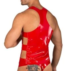 Eros Veneziani 7315 Rouge Métallisé – Débardeur Homme Effet Vinyl avec Détails Élastiqués 5 Eros Veneziani 7315 Rouge Métallisé – Débardeur Homme Effet Vinyl avec Détails Élastiqués -Men Attitude Boutique debardeur eros 7315 rouge 3
