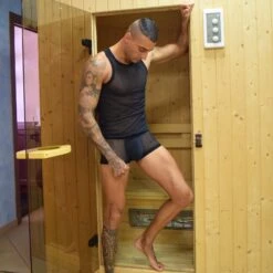 Débardeur Eros Veneziani 7376 Noir avec Coutures Contrastées – Dos en Y Sexy -Men Attitude Boutique debardeur eros 7376 noir a 1