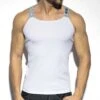 ES Collection White Recycled Ribbed Tank Top with Logo Straps – TS294 Athletic Fit