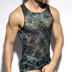 ES Collection Botanic Garden TS349 Noir – Débardeur Homme en Dentelle Florale Transparente 7 ES Collection Botanic Garden TS349 Noir – Débardeur Homme en Dentelle Florale Transparente -Men Attitude Boutique debardeur esco ts349 noir 4