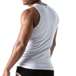 TOF Paris White French Tank Top TOF166B – Slim Fit Minimalist Designer Tank 6 TOF Paris White French Tank Top TOF166B – Slim Fit Minimalist Designer Tank -Men Attitude Boutique debardeur tof TOF166B blanc 3