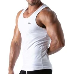 TOF Paris White French Tank Top TOF166B – Slim Fit Minimalist Designer Tank 7 TOF Paris White French Tank Top TOF166B – Slim Fit Minimalist Designer Tank -Men Attitude Boutique debardeur tof TOF166B blanc 4