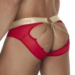 Candyman 99659 Black with Gold Chains – Empty Bottom Open-Back Brief -Men Attitude Boutique empty candy 99659 rouge 3