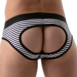 TOF Paris Marinière Stripes Empty Bottom Slip – Push-Up Backless Underwear 7 TOF Paris Marinière Stripes Empty Bottom Slip – Push-Up Backless Underwear -Men Attitude Boutique emptyBottom tof TOF103N noir 3