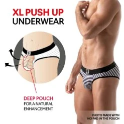 TOF Paris Marinière Stripes Empty Bottom Slip – Push-Up Backless Underwear 9 TOF Paris Marinière Stripes Empty Bottom Slip – Push-Up Backless Underwear -Men Attitude Boutique emptyBottom tof TOF103N noir 5