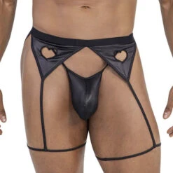 Porte-Jarretelles Candyman 99785 Noir – Lingerie Sexy à Découpes Cœur -Men Attitude Boutique garteroutfit candyman 99785 black 1