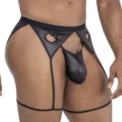 Porte-Jarretelles Candyman 99785 Noir – Lingerie Sexy à Découpes Cœur -Men Attitude Boutique garteroutfit candyman 99785 black 2