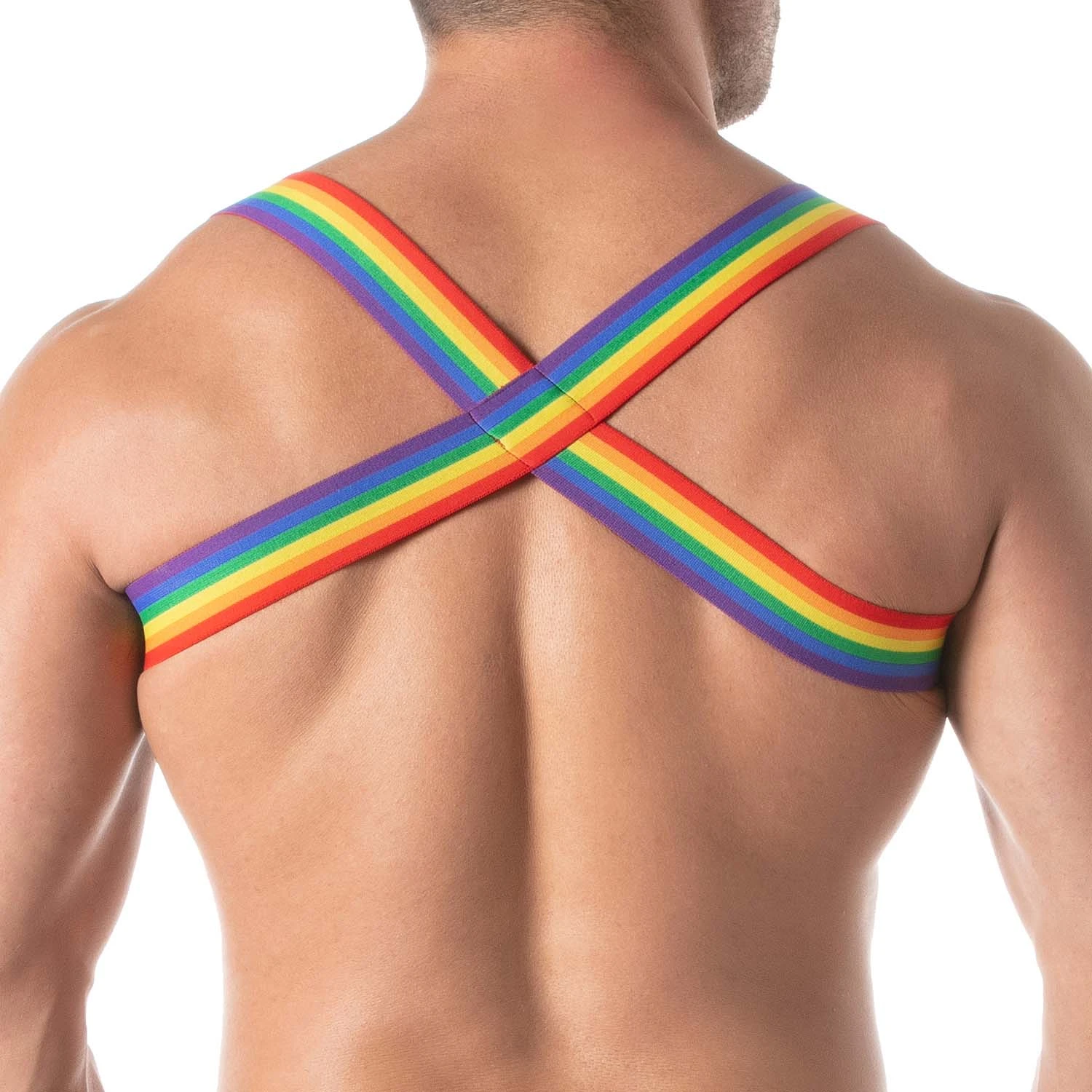 TOF Paris Rainbow Multicolored Microfiber Chest Harness – Clubwear Style TOF386RW 2 TOF Paris Rainbow Multicolored Microfiber Chest Harness – Clubwear Style TOF386RW – Image 2