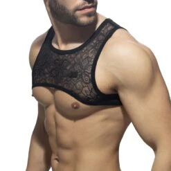 Harnais Addicted Flowery Lace AD1173 Noir – Body Strap en Dentelle Fleurie Exclusive -Men Attitude Boutique harnais ad ad1173 noir 4
