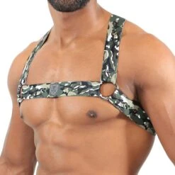 TOF PARIS H0014K Elastic Harness - Reversible 2-in-1 Microfiber Body Harness 5 TOF PARIS H0014K Elastic Harness - Reversible 2-in-1 Microfiber Body Harness -Men Attitude Boutique harnais tof H0014K camo 4