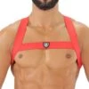 Harnais Fetish Elastic TOF PARIS H0017R Rouge – Harnais Homme Forme H en Microfibre -Men Attitude Boutique harnais tof H0017R rouge m