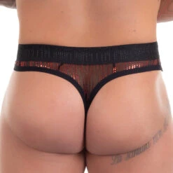 Eros Veneziani 7555 Noir – Transparent Mesh Seamless Jock Strap with Front Opening