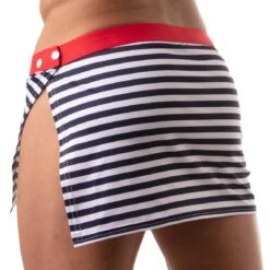 TOF PARIS Iconic Marinière Skirt - Blue and White Striped Side-Snap Sexy Jupe 6 TOF PARIS Iconic Marinière Skirt - Blue and White Striped Side-Snap Sexy Jupe -Men Attitude Boutique jupe tof tof214bu raye 3