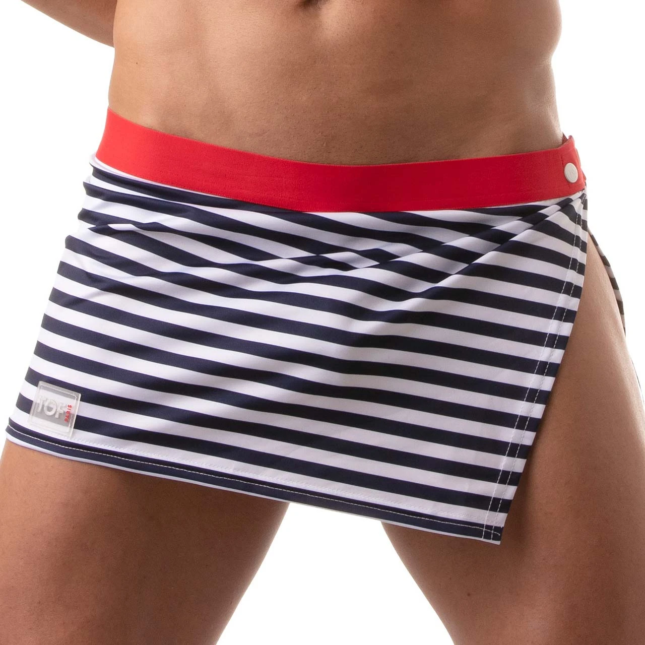 TOF PARIS Iconic Marinière Skirt - Blue and White Striped Side-Snap Sexy Jupe 1 TOF PARIS Iconic Marinière Skirt - Blue and White Striped Side-Snap Sexy Jupe