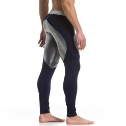 Modus Vivendi Dusk 2 Dawn 16761 – Men's Glossy Paneled Designer Leggings -Men Attitude Boutique legging modus 16761 bleu 4