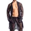 L Homme Invisible Eccitante HW145 – Kimono Peignoir en Dentelle Italienne Noire pour Homme
