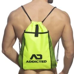 Sac de Sport Addicted AD1076 Jaune - Sac à Dos Cordon avec Logo AD et Mesh Noir -Men Attitude Boutique sac ad ad1076 jaune 5