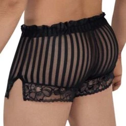 Candyman Lounge 99601 Transparent Lace Short – Sexy Striped Mesh Loungewear with Drawstring 5 Candyman Lounge 99601 Transparent Lace Short – Sexy Striped Mesh Loungewear with Drawstring -Men Attitude Boutique short candy 99601 noir 3