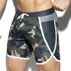 ES Collection X Jeans SP254 Microfiber Athletic Short with Denim Waistband Inserts 7 ES Collection X Jeans SP254 Microfiber Athletic Short with Denim Waistband Inserts -Men Attitude Boutique short esco sp254 camo 4 1
