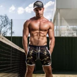 ES Collection X Jeans SP254 Microfiber Athletic Short with Denim Waistband Inserts 5 ES Collection X Jeans SP254 Microfiber Athletic Short with Denim Waistband Inserts -Men Attitude Boutique short esco sp254 camo a 1