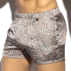ES Collection Leopard Print Satin Microfibre – Low Rise Lounge Short UN451 7 ES Collection Leopard Print Satin Microfibre – Low Rise Lounge Short UN451 -Men Attitude Boutique short esco un451 marron 4