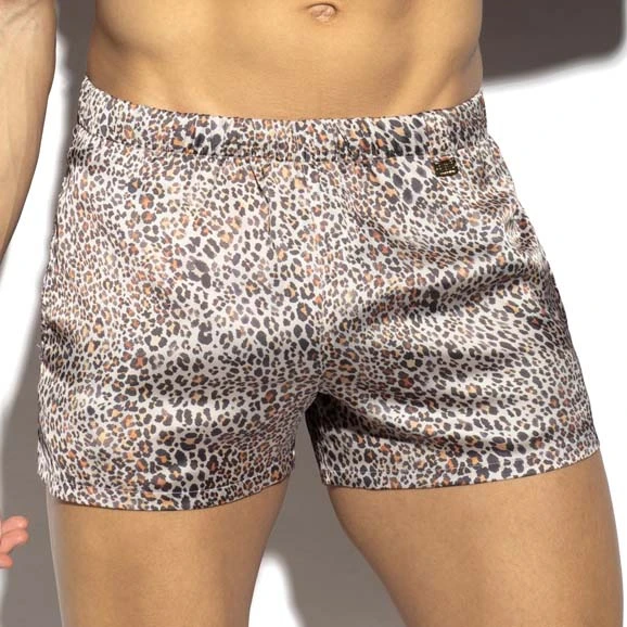 ES Collection Leopard Print Satin Microfibre – Low Rise Lounge Short UN451 1 ES Collection Leopard Print Satin Microfibre – Low Rise Lounge Short UN451
