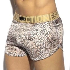 ES Collection Leopard Wild Microfiber Satin Short – Low Waist Animal Print Boxer Short 7 ES Collection Leopard Wild Microfiber Satin Short – Low Waist Animal Print Boxer Short -Men Attitude Boutique short esco un467 marron 4