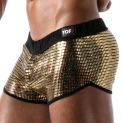 TOF PARIS Gold Star Retro Glitter Short – Sexy Slim Fit Clubwear -Men Attitude Boutique short tof tof179o or 4
